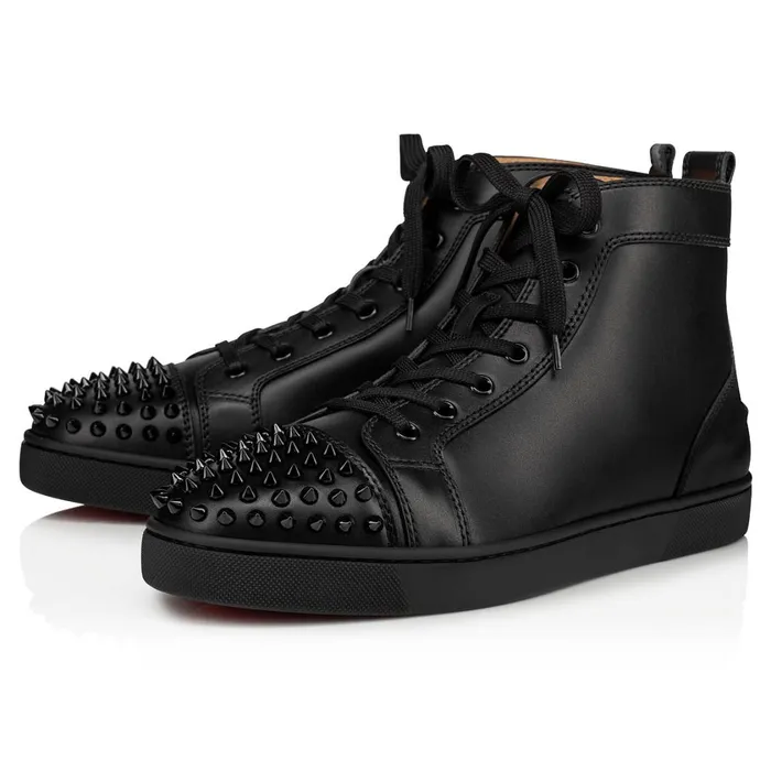 Men Lou Spikes Hightop Sneakers 8211 Calf Leather 8211 Black Black Christian Louboutin High Top Sneakers Men Lou Spikes Hightop Sneakers 8211 Calf Leather 8211 Black Black Christian Louboutin High Top Sneakers