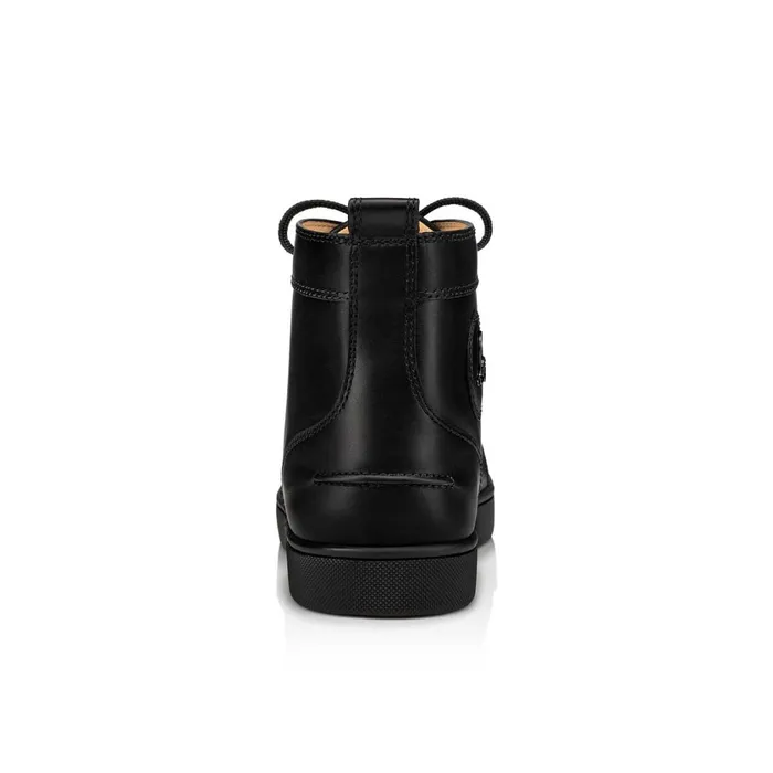 Men Lou Spikes Hightop Sneakers 8211 Calf Leather 8211 Black Black Christian Louboutin High Top Sneakers
