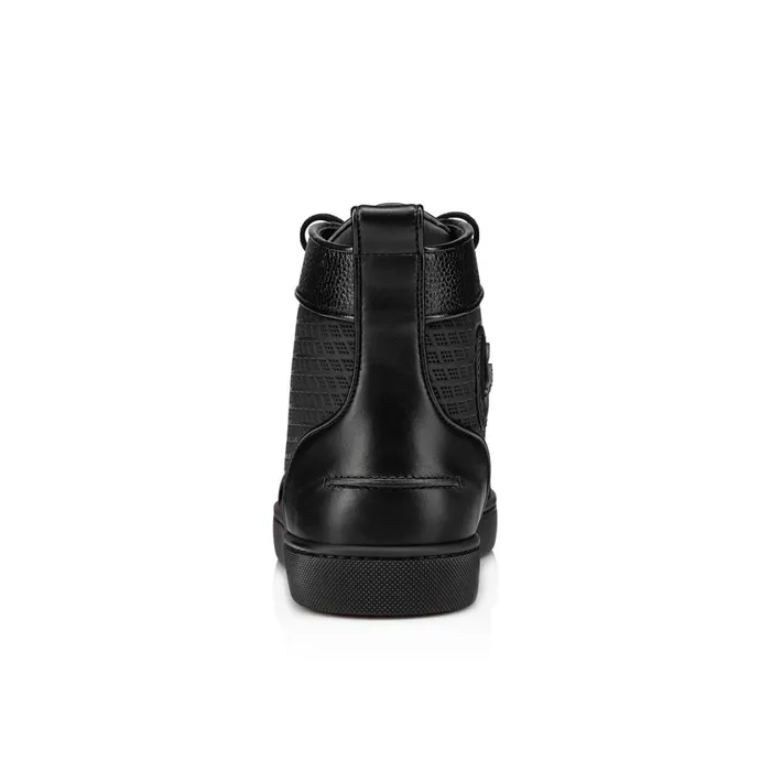 Men Lou Spikes Hightop Sneakers 8211 Calf Leather And Spikes 8211 Black Black Christian Louboutin High Top Sneakers