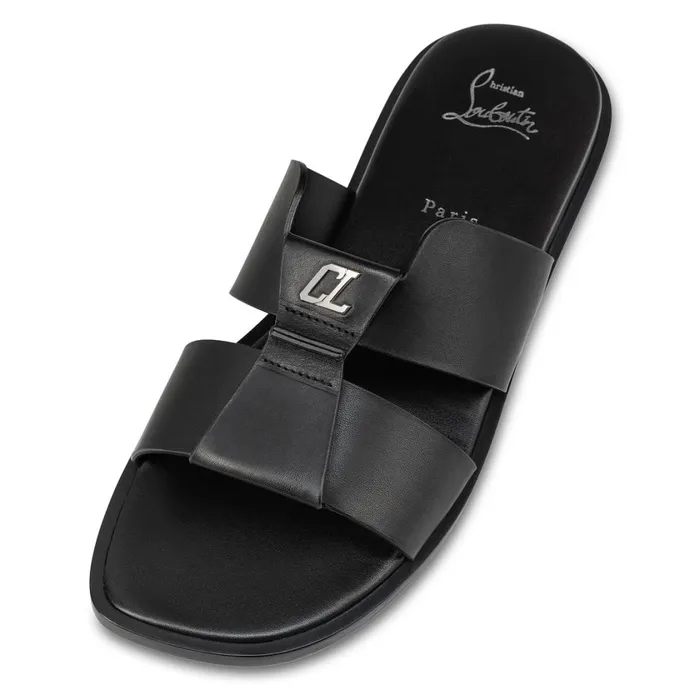 Men Loubi Be Mules 8211 Calf Leather 8211 Black Black Christian Louboutin Sandals and Espadrilles