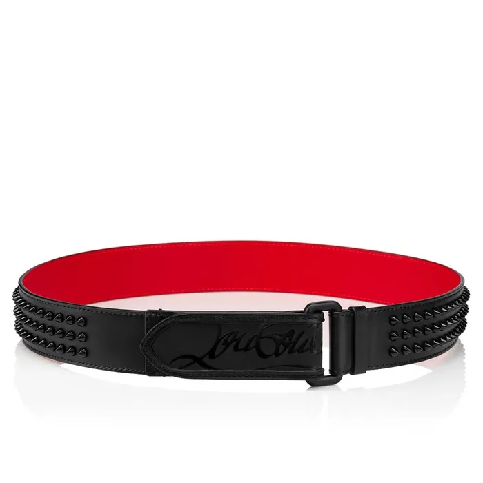Men Loubi Belt Belt 8211 Calf Leather And Spikes 8211 Black Black Christian Louboutin Belts