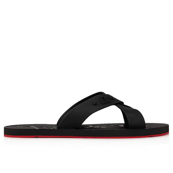 Men Loubi Cross Mules 8211 Rubber 8211 Black Black Christian Louboutin Sandals and Espadrilles