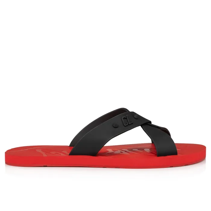 Men Loubi Cross Mules 8211 Rubber 8211 Loubi Red Christian Louboutin Sandals and Espadrilles