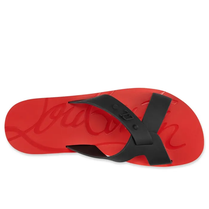 Men Loubi Cross Mules 8211 Rubber 8211 Loubi Red Christian Louboutin Sandals and Espadrilles