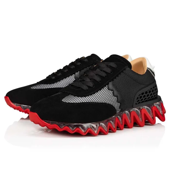 Men Loubishark Man Sneakers 8211 Suede And Fishnet 8211 Black Black Christian Louboutin Low Top Sneakers Men Loubishark Man Sneakers 8211 Suede And Fishnet 8211 Black Black Christian Louboutin Low Top Sneakers