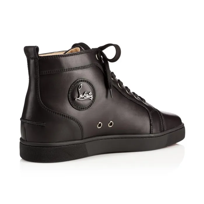 Men Louis Hightop Sneakers 8211 Calf Leather 8211 Black Black Christian Louboutin High Top Sneakers