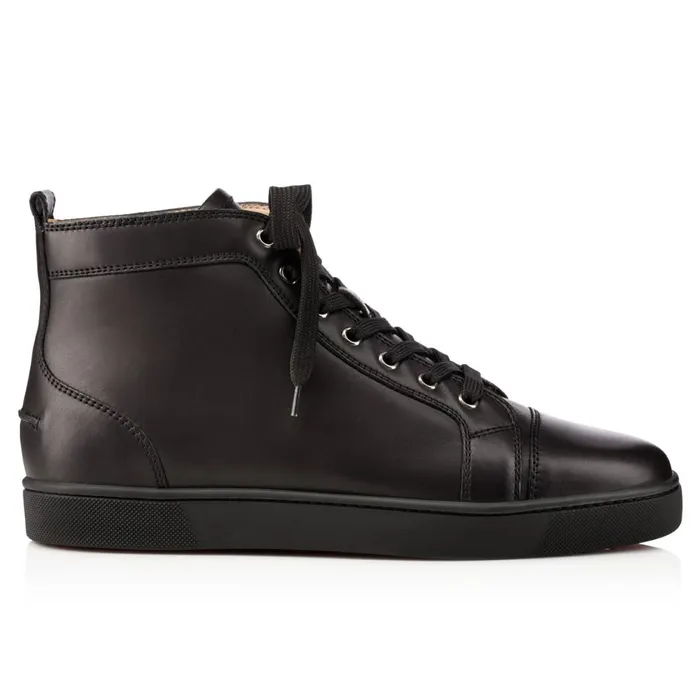 Men Louis Hightop Sneakers 8211 Calf Leather 8211 Black Black Christian Louboutin High Top Sneakers