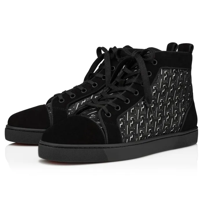Men Louis Hightop Sneakers 8211 Suede And Coated Canva Techno CL 8211 Black Black Christian Louboutin High Top Sneakers Men Louis Hightop Sneakers 8211 Suede And Coated Canva Techno CL 8211 Black Black Christian Louboutin High Top Sneakers