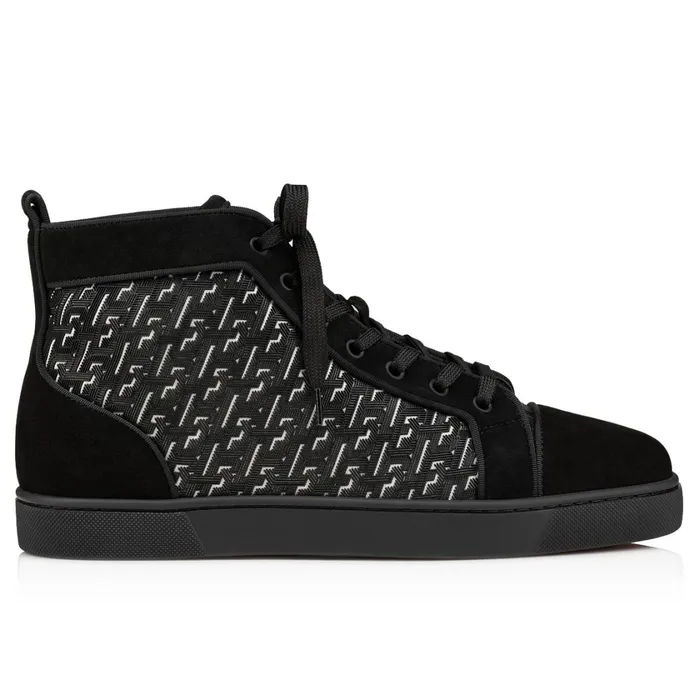 Men Louis Hightop Sneakers 8211 Suede And Coated Canva Techno CL 8211 Black Black Christian Louboutin High Top Sneakers