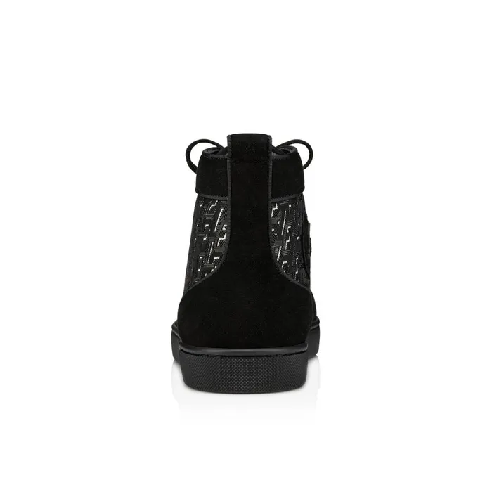 Men Louis Hightop Sneakers 8211 Suede And Coated Canva Techno CL 8211 Black Black Christian Louboutin High Top Sneakers