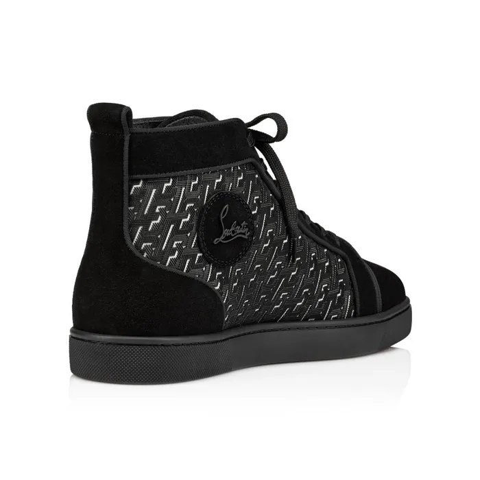 Men Louis Hightop Sneakers 8211 Suede And Coated Canva Techno CL 8211 Black Black Christian Louboutin High Top Sneakers