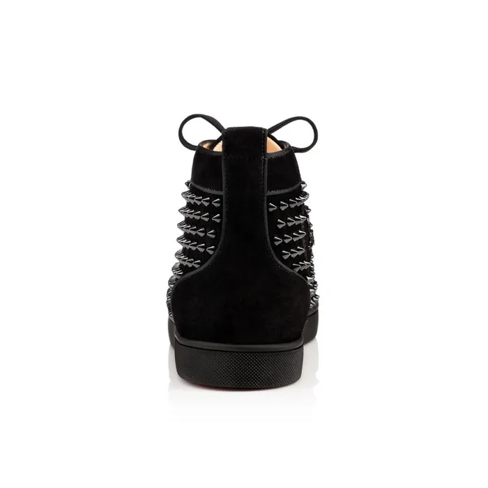 Men Louis Hightop Sneakers 8211 Veau Velours And Spikes 8211 Black Black Christian Louboutin High Top Sneakers