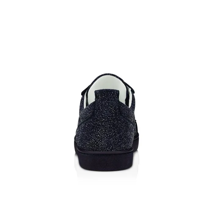 Men Louis Junior P Pik Pik Strass Sneakers 8211 Glittered Leather Comte And Strass 8211 Ink Blue Christian Louboutin Low Top Sneakers