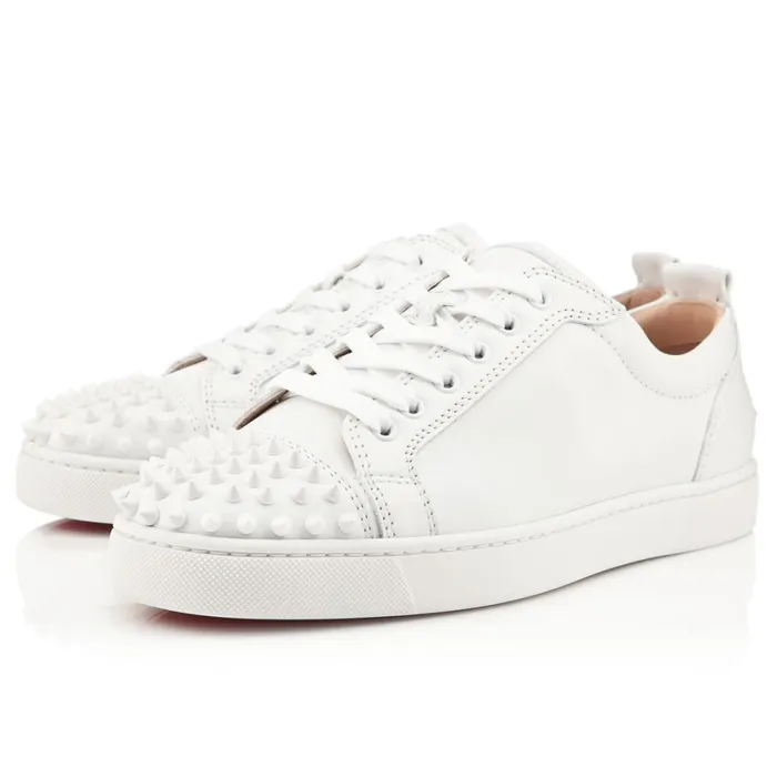 Men Louis Junior Spikes Sneakers 8211 Calf Leather 8211 White White Christian Louboutin Low Top Sneakers Men Louis Junior Spikes Sneakers 8211 Calf Leather 8211 White White Christian Louboutin Low Top Sneakers