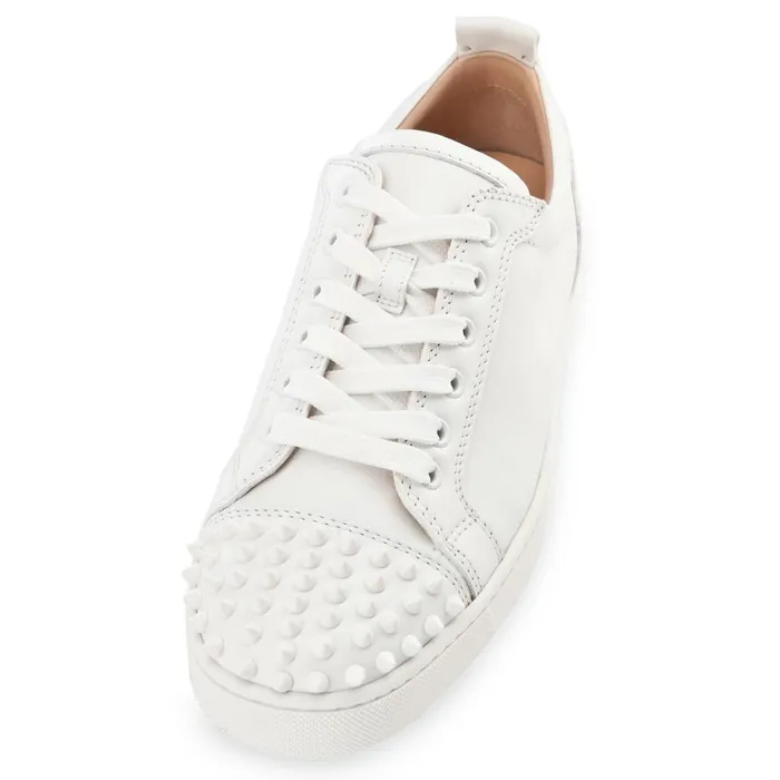 Men Louis Junior Spikes Sneakers 8211 Calf Leather 8211 White White Christian Louboutin Low Top Sneakers