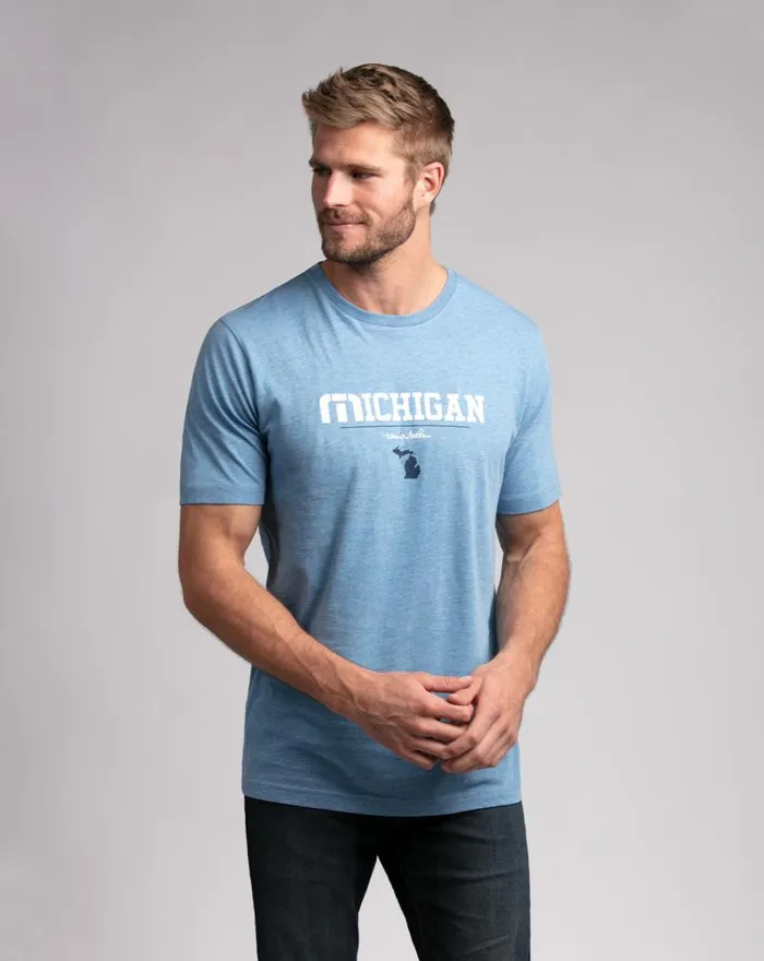 Men MACKINAC TEE Heather Blue TravisMathew Tees
