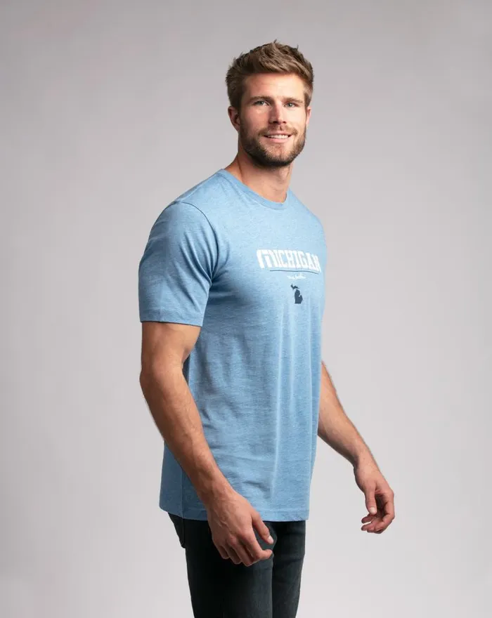 Men MACKINAC TEE Heather Blue TravisMathew Tees