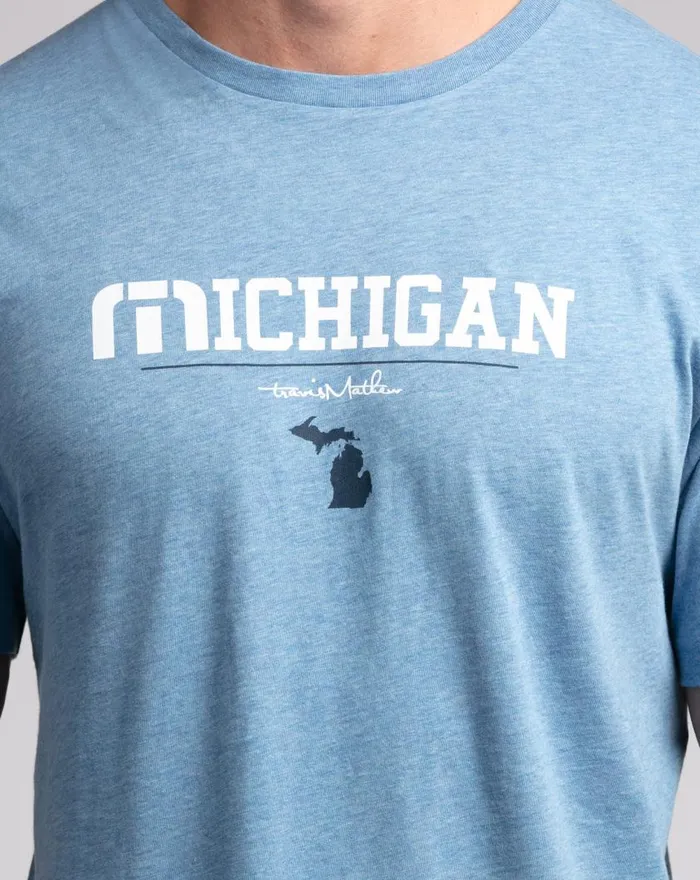 Men MACKINAC TEE Heather Blue TravisMathew Tees