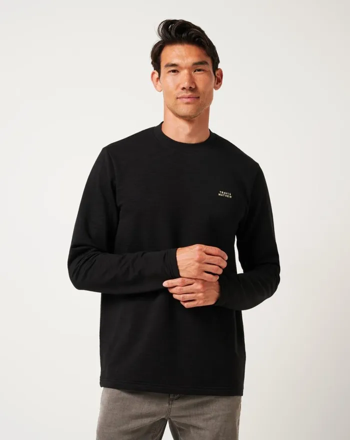 Men MAN ABOUT TOWN CREW Black TravisMathew Hoodies and Sweatshirts