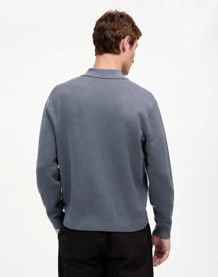 Men MilanoKnit Sweater Polo Shirt In Merino Wool Dark Grey Madewell Shirts