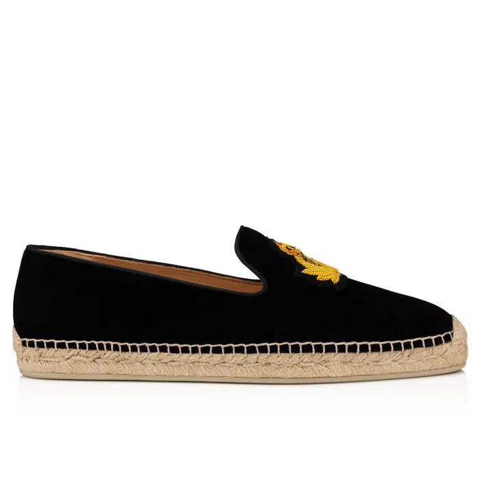 Men Nanou Espadrilles 8211 Leather 8211 Black Black Christian Louboutin Sandals and Espadrilles