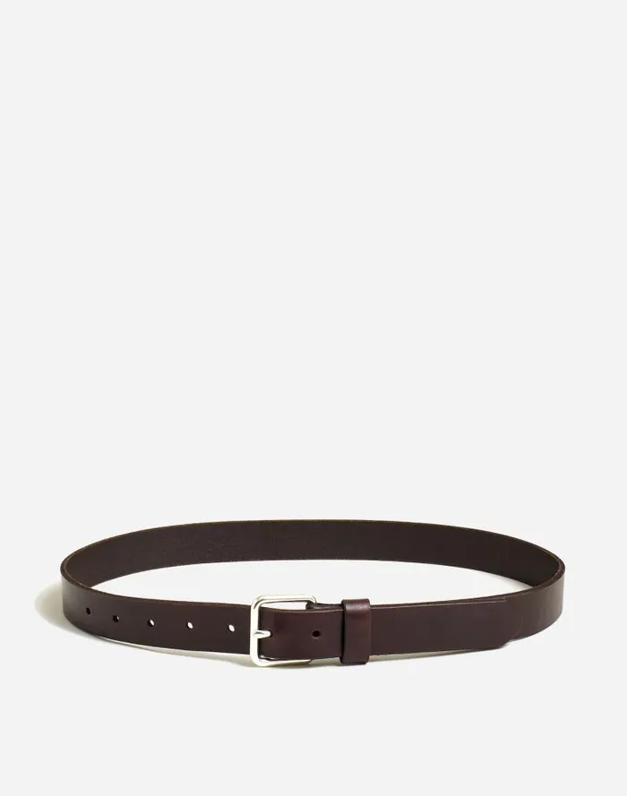 Men Narrow Leather Belt Rich Brown Madewell Belts