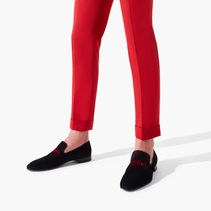 Men Navy Dandelion Strass Loafers 8211 Veau Velours And Strass 8211 Black Black Christian Louboutin Loafers and Slipons