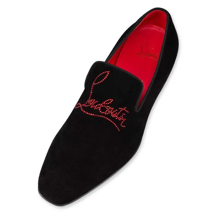 Men Navy Dandelion Strass Loafers 8211 Veau Velours And Strass 8211 Black Black Christian Louboutin Loafers and Slipons