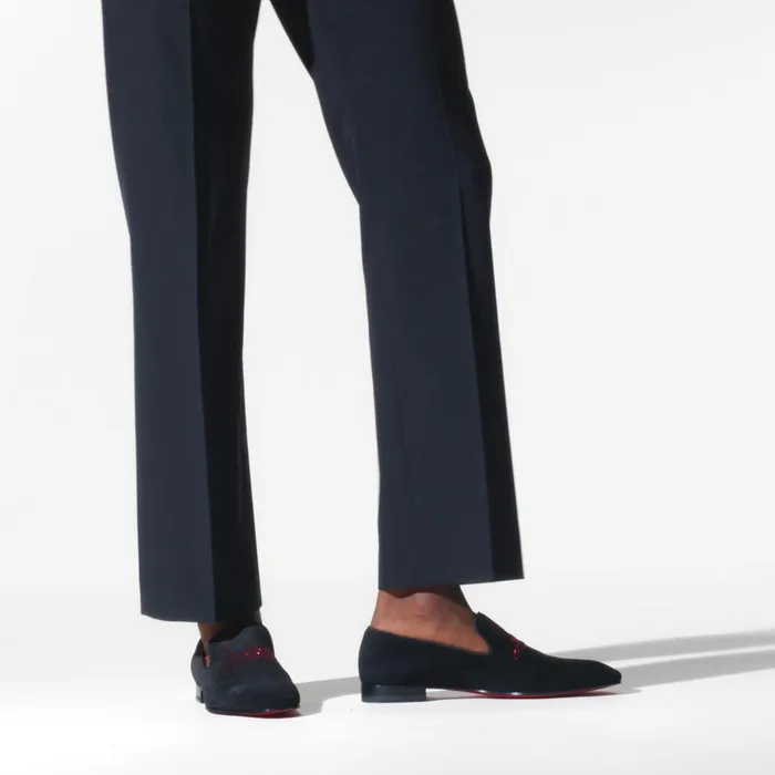 Men Navy Dandelion Strass Loafers 8211 Veau Velours And Strass 8211 Black Black Christian Louboutin Loafers and Slipons