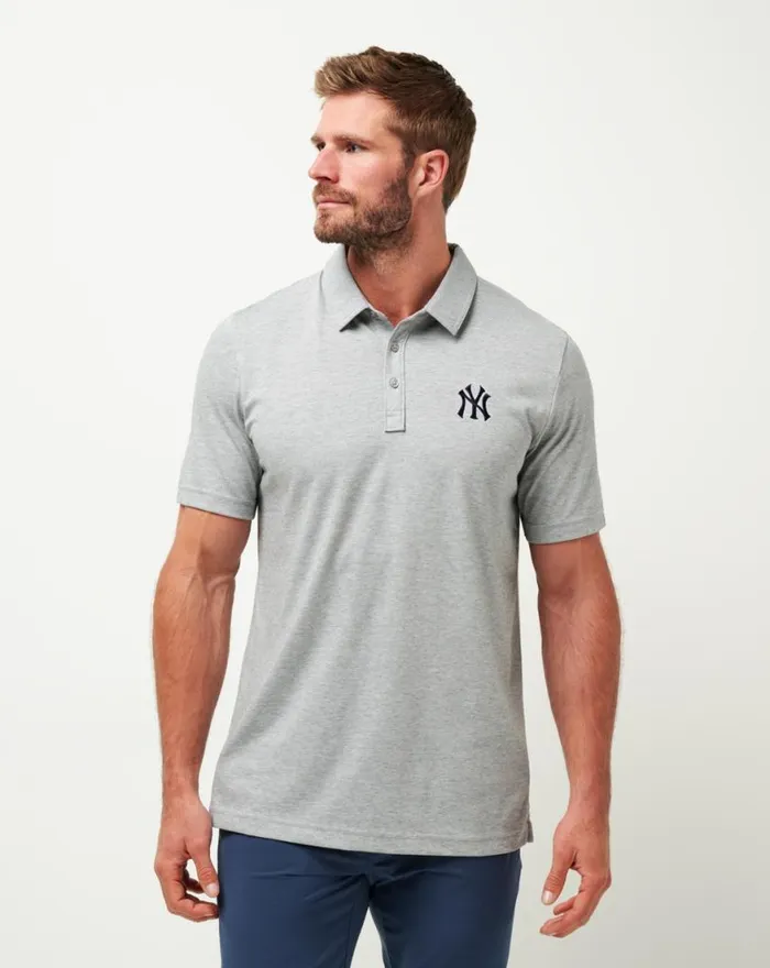 Men NEW YORK YANKEES THE ZINNA POLO Heather Grey TravisMathew Polos
