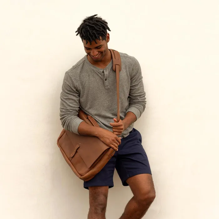 Men Nisolo Bags and Wallets Loreto Messenger Bag Chestnut