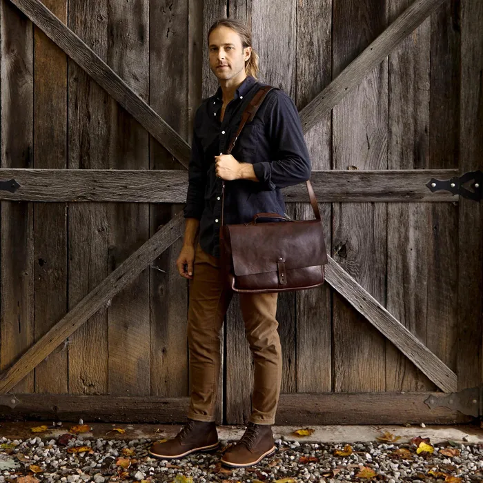Men Nisolo Bags and Wallets Loreto Messenger Bag Chestnut