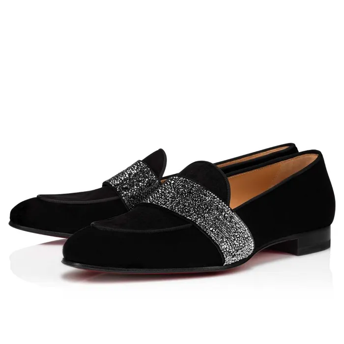 Men Nit Night Strass Loafers 8211 Velvet And Strass 8211 Black Black Christian Louboutin Loafers and Slipons