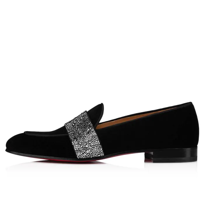 Men Nit Night Strass Loafers 8211 Velvet And Strass 8211 Black Black Christian Louboutin Loafers and Slipons