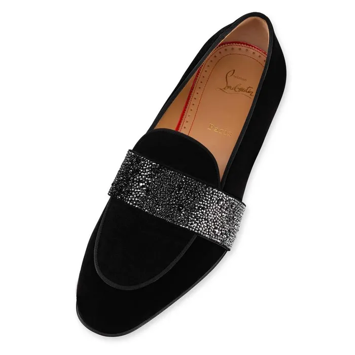 Men Nit Night Strass Loafers 8211 Velvet And Strass 8211 Black Black Christian Louboutin Loafers and Slipons