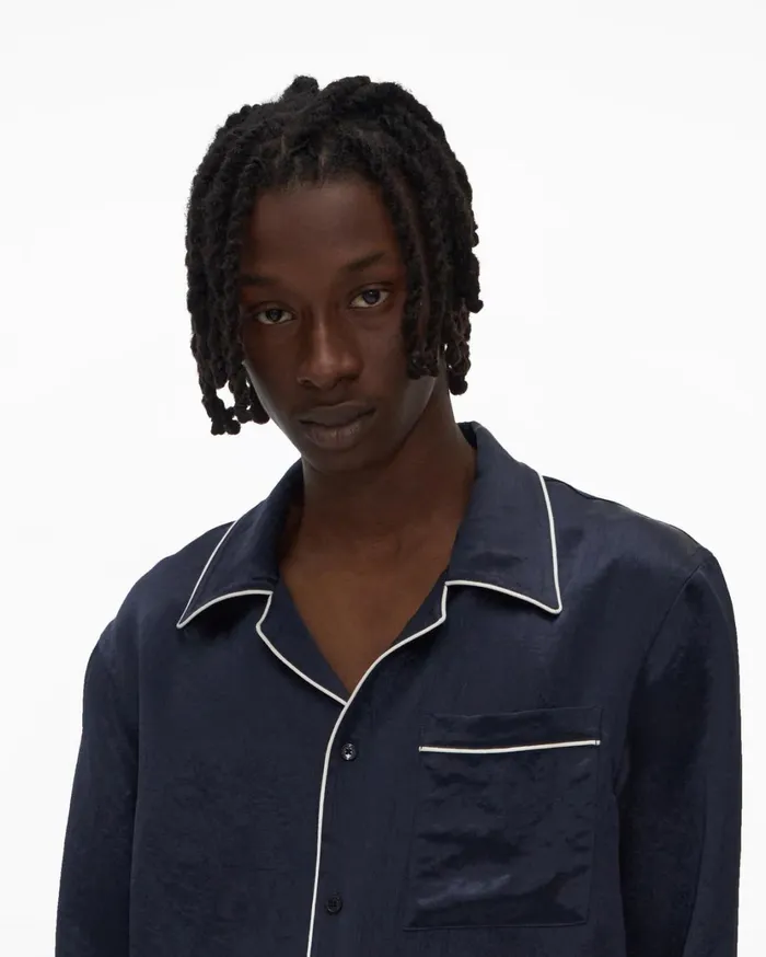 Men Pajama Shirt Admiral Blue Helmut Lang Shirts