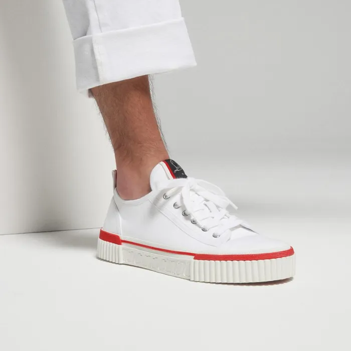Men Pedro Junior Sneakers 8211 Canva 8211 White White Christian Louboutin Low Top Sneakers