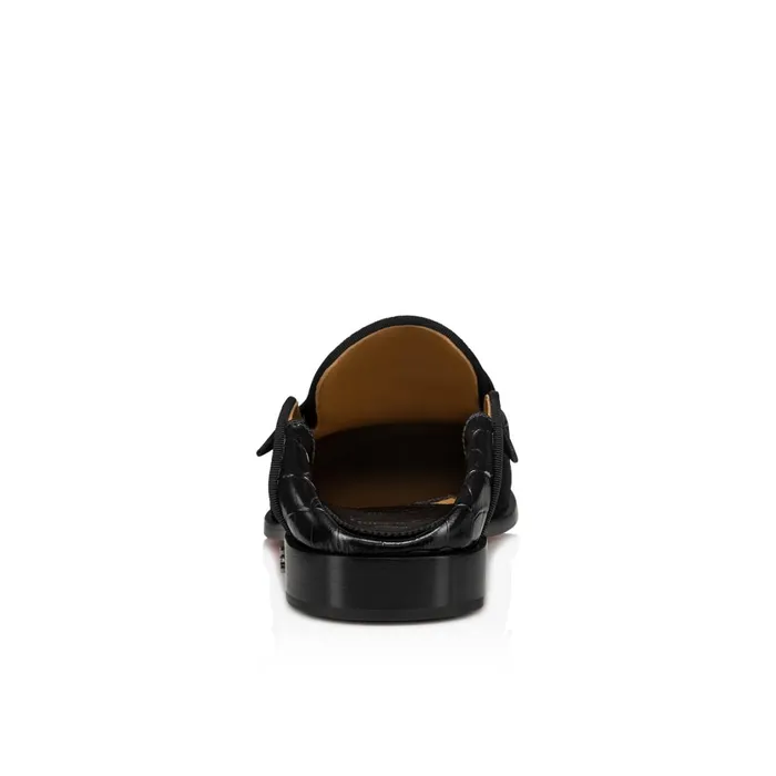 Men Penny No Back Loafers 8211 Leather And Alligator Embossed Calf Leather 8211 Black Black Christian Louboutin Loafers and Slipons