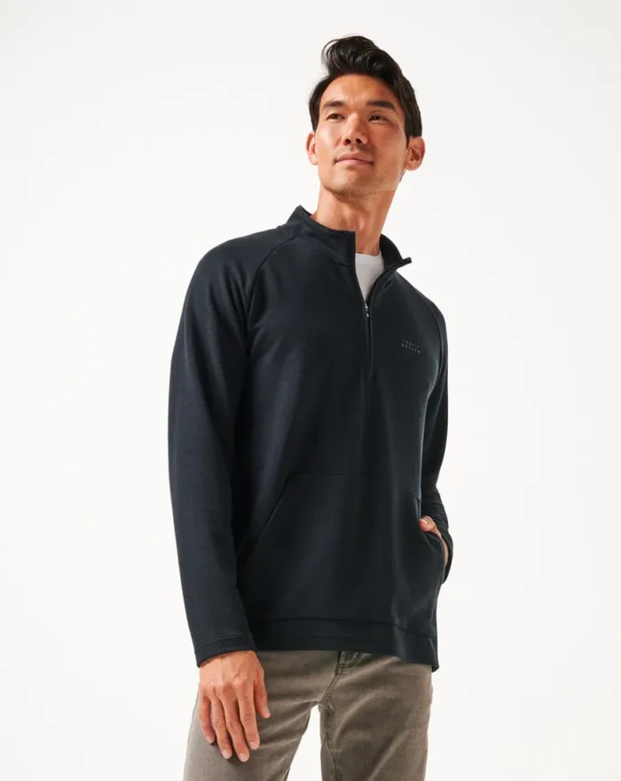 Men PERFORMANCE WAFFLE QUARTER ZIP Black TravisMathew Quarter Zips