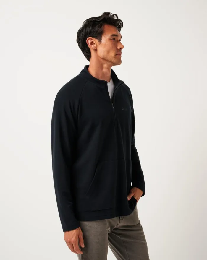 Men PERFORMANCE WAFFLE QUARTER ZIP Black TravisMathew Quarter Zips