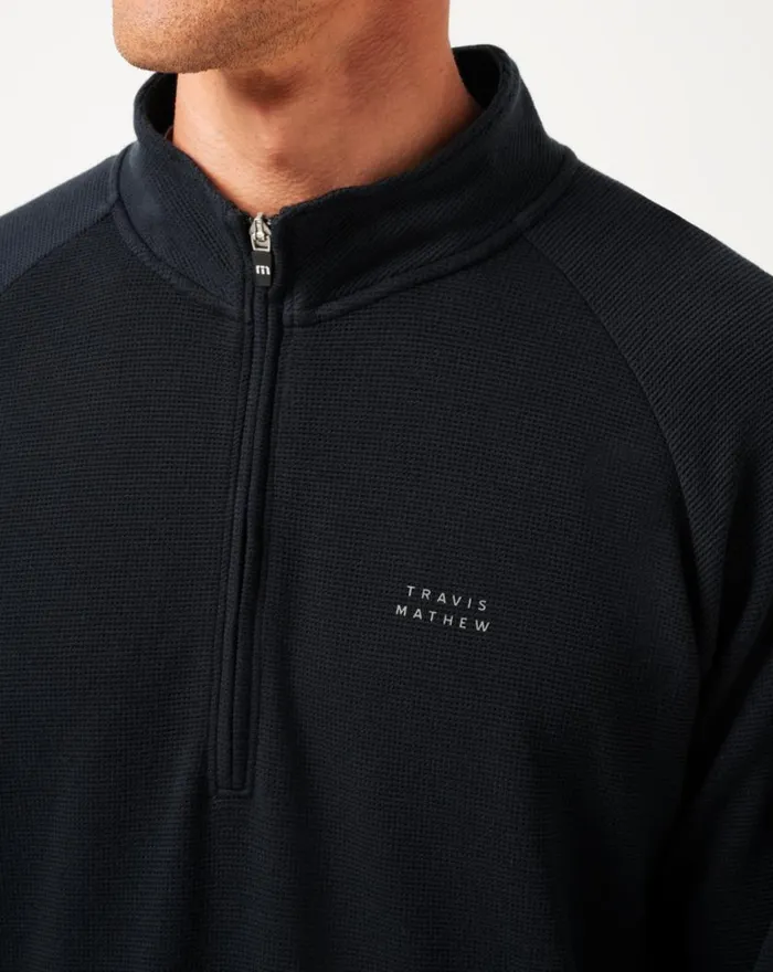 Men PERFORMANCE WAFFLE QUARTER ZIP Black TravisMathew Quarter Zips