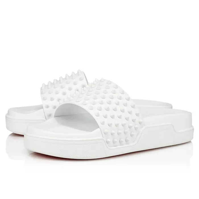 Men Pool Fun Mules 8211 Calf Leather 8211 Bianco White Christian Louboutin Sandals and Espadrilles Men Pool Fun Mules 8211 Calf Leather 8211 Bianco White Christian Louboutin Sandals and Espadrilles