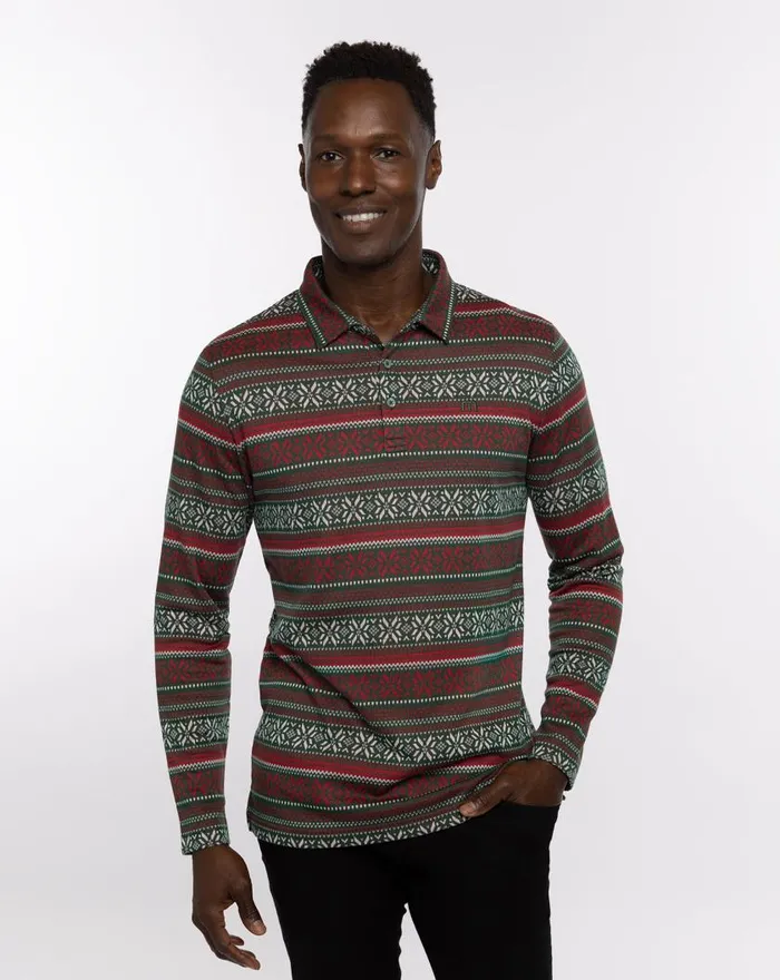 Men PURE GOLD LONG SLEEVE POLO Pineneedlesamba TravisMathew Polos