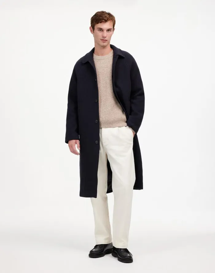 Men RaglanSleeve Topcoat In Italian Fabric Deep Navy Madewell Coats Jackets