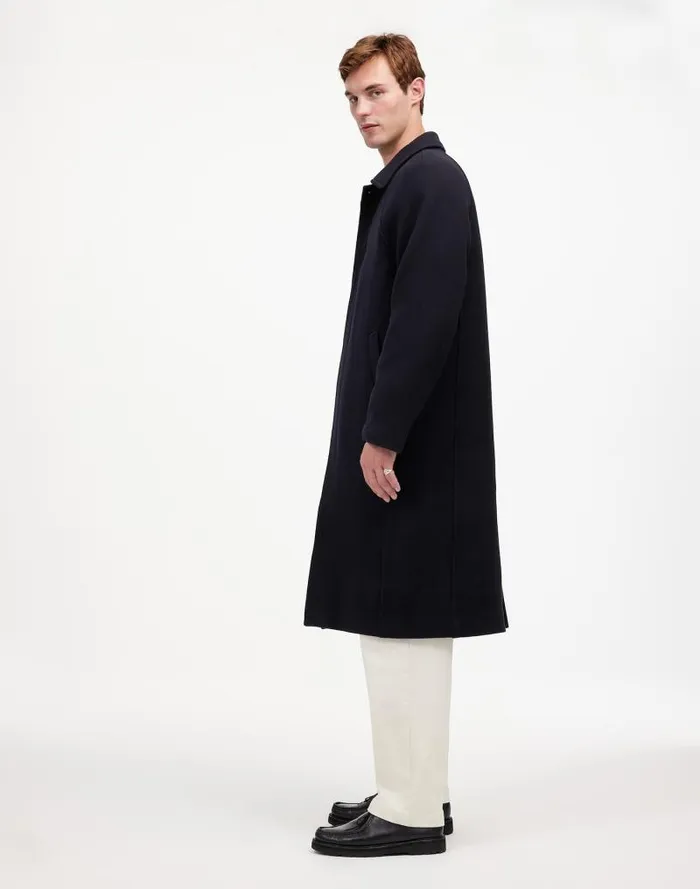 Men RaglanSleeve Topcoat In Italian Fabric Deep Navy Madewell Coats Jackets