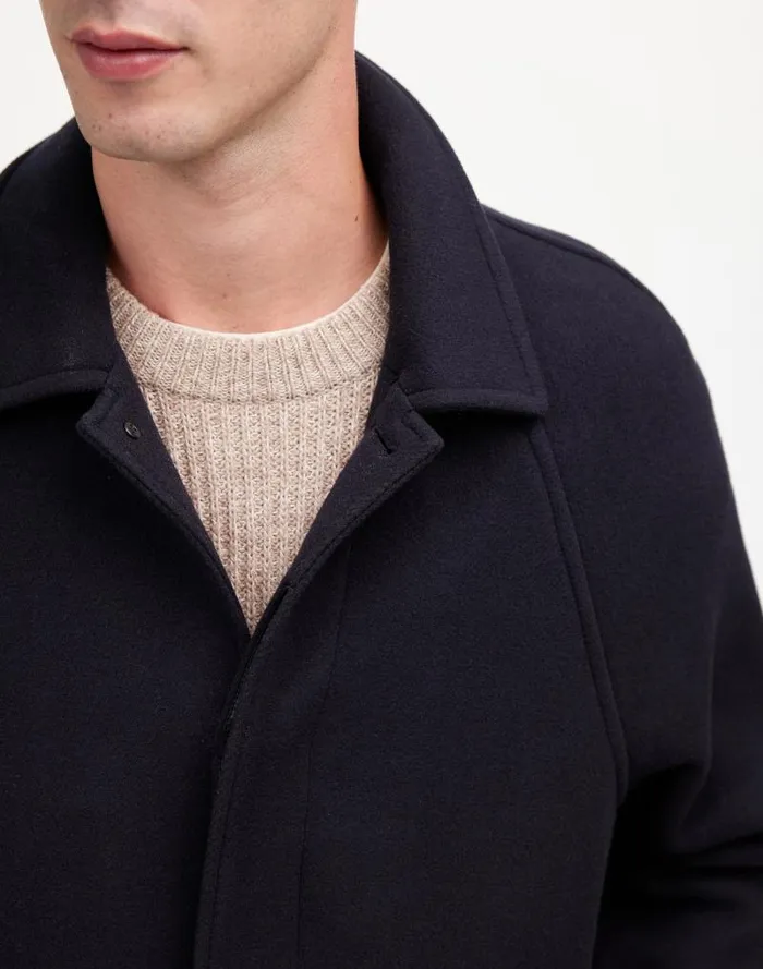 Men RaglanSleeve Topcoat In Italian Fabric Deep Navy Madewell Coats Jackets