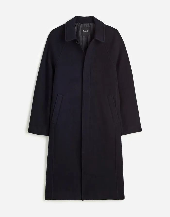 Men RaglanSleeve Topcoat In Italian Fabric Deep Navy Madewell Coats Jackets