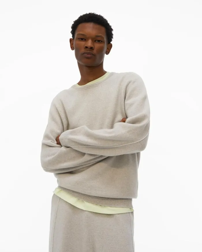 Men Recycled Cashmere Sweater Coastal Fog Helmut Lang Sweaters