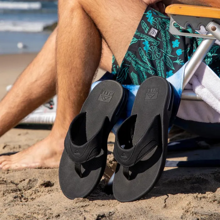 Men Reef Flip Flops Fanning All Black Men Reef Flip Flops Fanning All Black