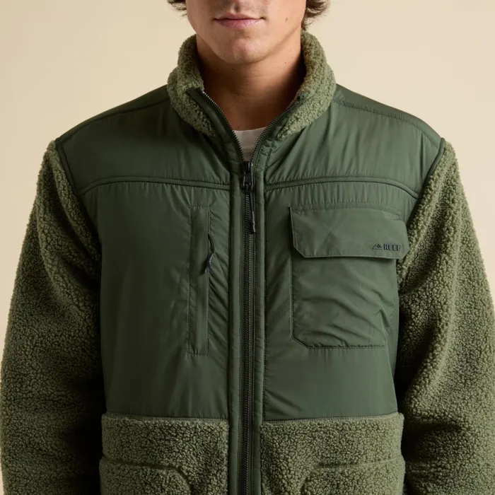 Men Reef Outerwear Cooke Sherpa Jacket Olivine Men Reef Outerwear Cooke Sherpa Jacket Olivine